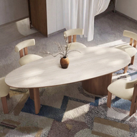 Table à manger en bois de frêne massif classique moderne simple rétro 2025 Pierre de travertin Extensible Salon Meubles de maison