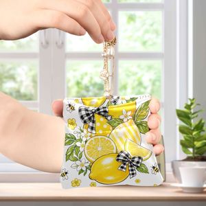 Wholesale PU Leather Coin <b>Purse</b> <b>Small</b> Snap Wallet with Cute Lemon Print for Women - Product Image 5