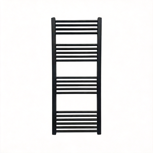 Porte-serviettes et étagère de salle de bain à double couche, design moderne, en acier inoxydable noir chauffé - Product Image 1