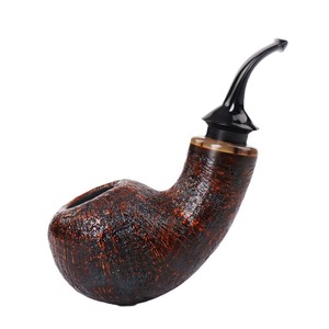 MUXIANG Briar Wood Smoking Pipe Bent Type Large Apple Hollow Chamber Vulcanized Rubber Mouthpiece - Product Image 5