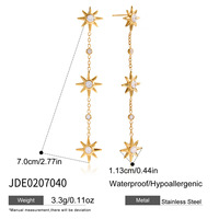 Gaovo Boucles d'oreilles pendantes en acier inoxydable avec chaîne étoilée pour femme, longues, en cristal, accessoire de mode, collection cadeau