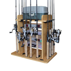 <span class=keywords><strong>Support</strong></span> de canne à pêche en <span class=keywords><strong>bois</strong></span> à montage mural pour l'organisation - Product Image 5