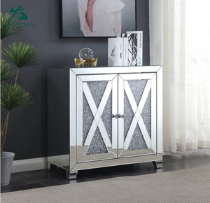 Diamonds Crushed 3 Drawers Glass <strong>Mirrored</strong> Nightstand Bedroom <strong>Bedside</strong> <strong>Cabinet</strong> with Crystal Handles - Product Image 3