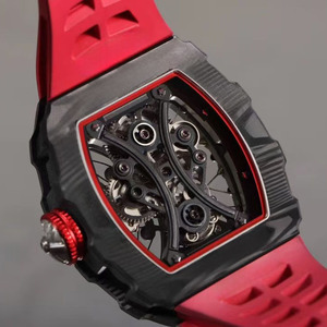 Montre de luxe pour homme, nouveau style sportif rouge, fabrication artisanale, tourbillon en fibre de carbone TPT, entièrement squelettée. - Product Image 3