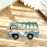 Tapis d'appoint pour enfants mignon et amusant, tapis en peluche antidérapant en forme de bus pour la chambre des enfants, décoration de la maison