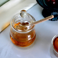 Pot de conservation en verre transparent 280 ml, best-seller, design créatif personnalisé, pour cuisine domestique, utilisation alimentaire sûre, avec cuillère à dipper