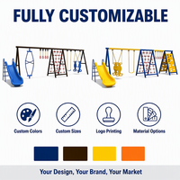 SageDelightRides Équipement d'amusement extérieur en gros, structure de jeu combinée balançoire et toboggan en plastique PE pour enfants, fabricant pour places publiques