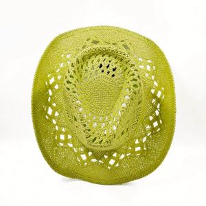 2025 New Arrival Hand Weave Hollow Out Color Paper Straw Cowboy <b>Hat</b> <b>for</b> Women Men Summer Fashion Dress - Product Image 3