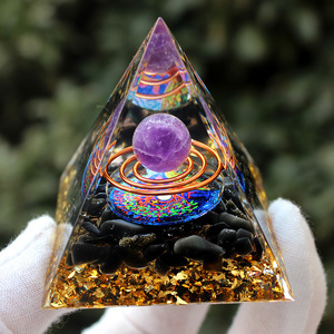Kogiya <b>Crystal</b> Pyramid Resin Epoxy Craft With Purple Sphere And Coil <b>Tree</b> Of Life Home Decoration Desktop Ornament - Product Image 3