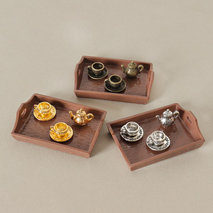 Modèle de théière miniature pour <span class=keywords><strong>maison</strong></span> de poupée et ornement de tasse à thé, accessoires miniatures pour plateau de scène de bureau DIY - Product Image 1