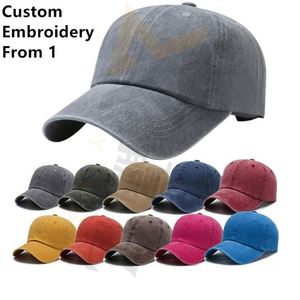 Gorra de béisbol de mezclilla desgastada con bordado de caballo de marca, visera larga y plegable, con acabado lavado a la piedra - Product Image 1