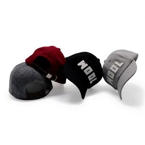 Casquette de baseball non structurée OEM de haute qualité avec broderie personnalisée et logo en feutre, casquette d'hiver en laine mélangée style « Dad Hat » - Product Image 3