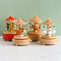 Ever Bright Girls' Happy Birthday Carrousel Music Box New Wood Rotating Ballet Dancer for Kids Perfect Birthday Gift