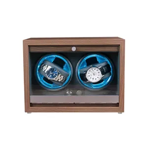 Оптовая продажа, Ореховый роскошный мужской деревянный автоматический футляр для намотки часов, 2 футляра для наручных часов и сейф, вращающийся футляр для хранения часов