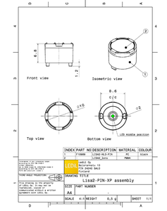 Réflecteur PMMA Ledils FP13028_LISA2-M-PIN 21 ~ 31, rond moyen 9,9 mm, avec broches adhésives pour éclairage LED - Product Image 3