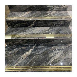 Carreaux de porcelaine personnalisés <span class=keywords><strong>pour</strong></span> escaliers Carreaux de marbre en porcelaine brillante de <span class=keywords><strong>couleur</strong></span> grise blanche de Carrare <span class=keywords><strong>pour</strong></span> escaliers fabriqués en Chine - Product Image 2