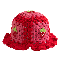 Chapeau Bob Vintage Fait Main en Tricot Bohème pour Femme, Accessoire Hiver, avec Volants Fraise au Crochet