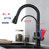 Robinet de cuisine extractible en laiton avec cartouche céramique, trois-en-un, monocommande, à poser sur comptoir, pour eau froide et chaude, pour évier de lavage de légumes