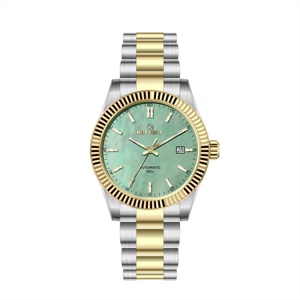 Relojes de Pulsera de Lujo con Esfera de Nácar OEM, Bisel Acordonado de Acero Inoxidable de Alta Calidad y Movimiento Automático 8215 - Product Image 6