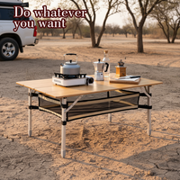 Table de camping pliante moderne en bambou, durable, réglable en hauteur, légère et portable, avec sac de transport pour chambre et hôtel