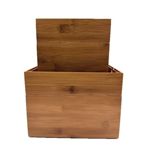 Bamboo Storage Box Four Piece <b>Set</b> <b>Square</b> Multi Purpose With Partitions Decorative Organizers - Product Image 1