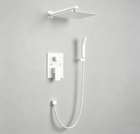 Kit de douche encastré blanc mat 10 pouces, ensemble de douche murale effet pluie au design épuré pour salles de bain nordiques modernes