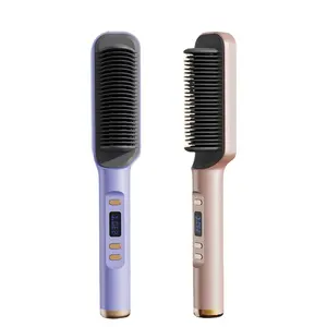 Top vendeur professionnel en céramique ionique droite Mini brosse fer plat électrique lisseur peigne ionique brosse à cheveux