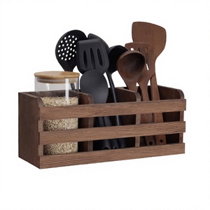 Porte-couverts en bois, design moderne, qualité supérieure, couleur marron, pour la maison et la cuisine - Product Image 1