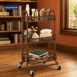 Carrito de Belleza Móvil Negro de 3 Niveles, Carrito de Salón Rodante con Ruedas Bloqueables para Servicio <span class=keywords><strong>a</strong></span> Domicilio - Product Image 3