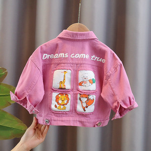 Date Enfants Bébé Petites Filles Outwear Rose Jean Denim Manteaux Enfants Casual Denim Animal Imprimer <span class=keywords><strong>Veste</strong></span> Enfants Vêtements En Gros - Product Image 4