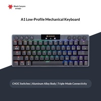 Clavier mécanique sans fil HEXGEARS A1 63 touches, profil bas, interrupteurs Kailh CHOC, tri-mode BT, échange à chaud, RGB, 1000Hz, pour le gaming