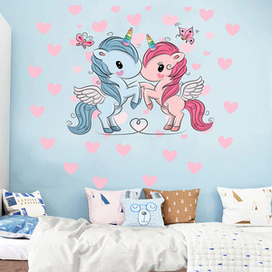 Autocollants muraux <span class=keywords><strong>licorne</strong></span> originaux, adhésif de mur, pour chambres d'enfants, salon, décoratifs, verts, papier peint décoratif - Product Image 1
