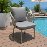 Ensemble de chaises de jardin en rotin - Mobilier d'extérieur en métal imperméable pour salon, salle à manger, hôtel et parc