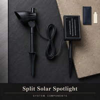 Projecteur solaire extérieur pour jardins, patios et allées, 50 lumens, LED 3000K avec tête réglable et panneau séparé
