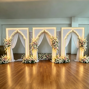 Smooth Popular White Pvc Led Light Stage Background 3d Acrylic India Pattern <b>Backdrop</b> for Wedding Event - Product Image 6