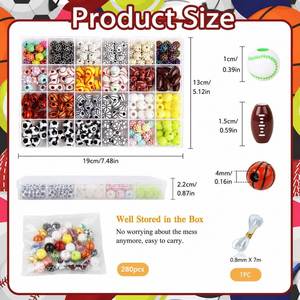 Kit de 24 Rejillas para Hacer Pulseras de Balones Deportivos, Cuentas Acrílicas de Baloncesto, Fútbol, Béisbol, Tenis para Manualidades de Joyería DIY - Product Image 3