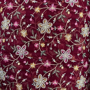 2026 nueva colección cuentas febric nailon tul encaje tela cuentas lentejuelas bordadas para vestido de noche - Product Image 1