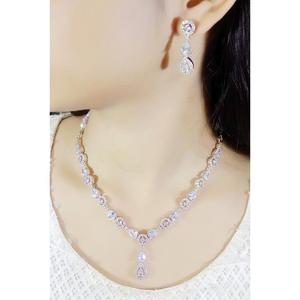 Gold Plated AD Stone Choker <b>Necklace</b> <b>Set</b> with Maangtikka | Best <b>Wedding</b> Jewelry for <b>Wedding</b> Engagement and Anniversary - Product Image 5