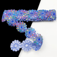 2025 Mardi Gras Festival fête bricolage Applique fleur Style ethnique broderie acrylique Sequin dentelle garniture pour vêtement dentelle accessoires