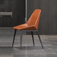 En stock, chaise de salle à manger nordique simple, revêtement en cuir, cadre en métal, dossier, luxe léger, confortable, tendance