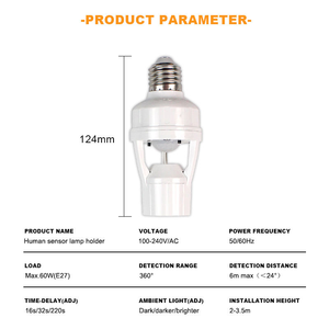 Portalámparas inteligente E27 ajustable 110V/220V, sensor de movimiento con encendido/apagado automático, portalámparas con sensor de movimiento - Product Image 5