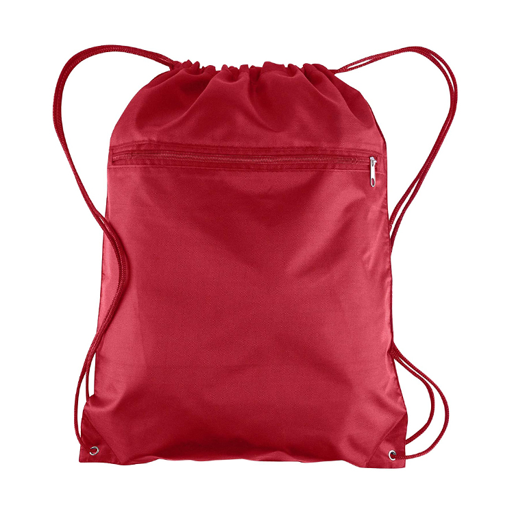 Factory custom logo sports backpack 210D polyester drawstring bag with zipper
