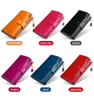 Großhandel Classic Style Brown Echt leder Travel Long Clutch Wallet Mit Sim Card Pocket Slots