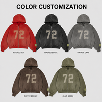 Hoodie Custom Vintage Acid Wash Pria Gaya Streetwear 450gsm French Terry 100% Katun PULLOVER Hoodie Pria Model Baggy dengan Ritsleting