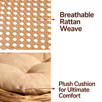 Cama Ecológica de Ratán para Perros y Gatos, Cesta Ovalada con Cubierta Extraíble y Lavable, Empacada en Cartón