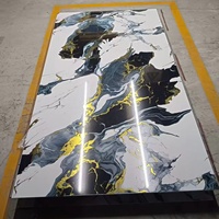 Panneau mural décoratif imperméable de haute qualité, classe de résistance au feu B1, Eco Blue Gold Vein, 1220x2440mm, 3mm, pour la décoration intérieure de la chambre à coucher