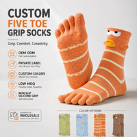 Chaussettes antidérapantes à cinq doigts personnalisées avec semelle en silicone pour yoga, pilates et fitness, marque privée OEM, faible MOQ