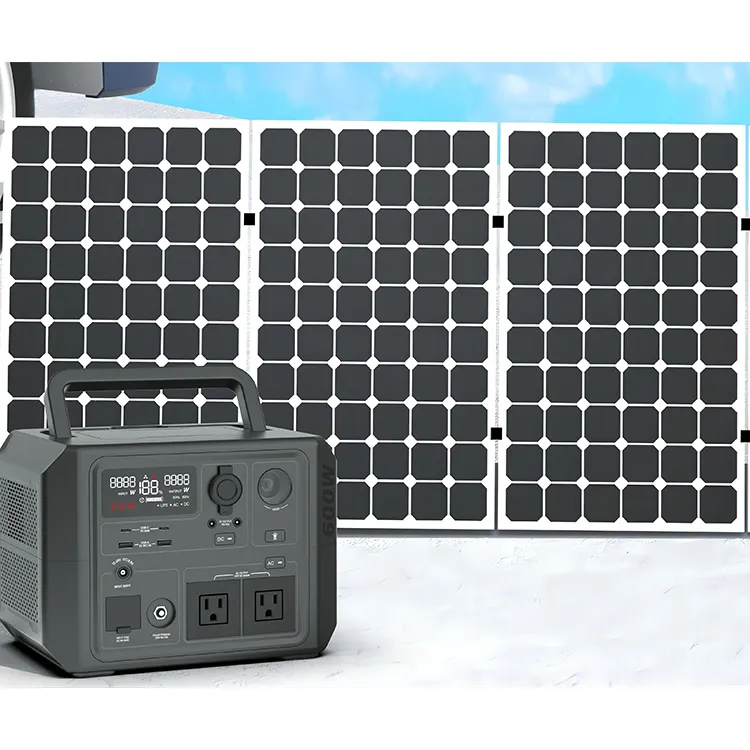 Prezzo all'ingrosso batteria al litio di lunga durata 600W da viaggio all'aperto portatile di accumulo di energia solare alimentazione centrale elettrica