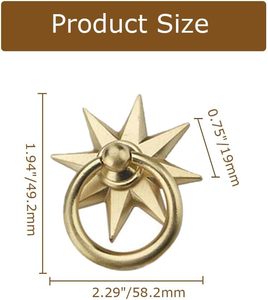 Hdtyyln Star Tiradores de Puerta Retro, Creativos, de Aleación de Zinc y Cobre Cepillado, para Armarios y Cajones, con Tornillos - Product Image 4