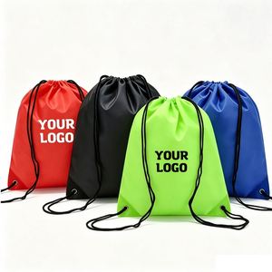 Polyester With Logo Print Promo Business <b>Gift</b> Carry Draw String Sports Backpacks Drawstring Bag Custom - Product Image 1